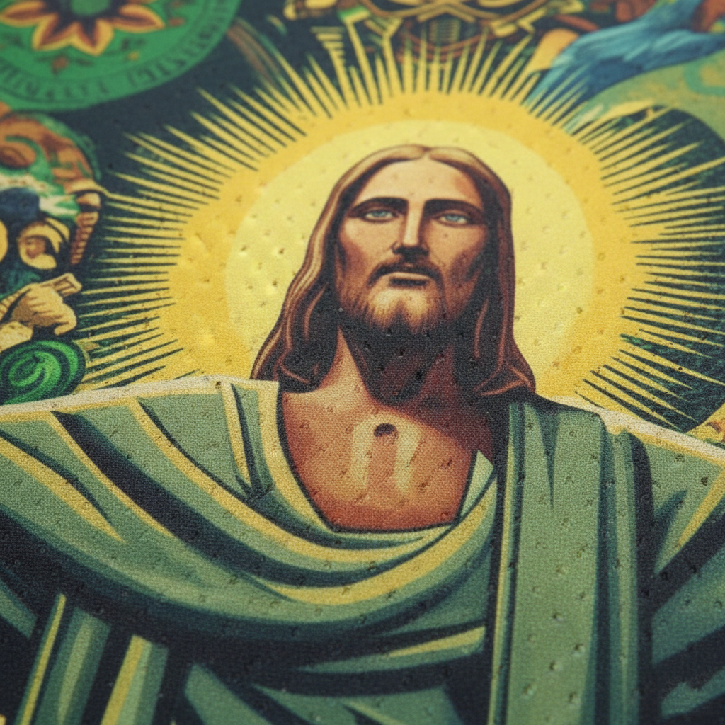 Brazil Soccer Christ the Redeemer Art T-Shirt | Unique All-Over Print Brazilian Football Jersey Style | Green & Yellow Limited Edition