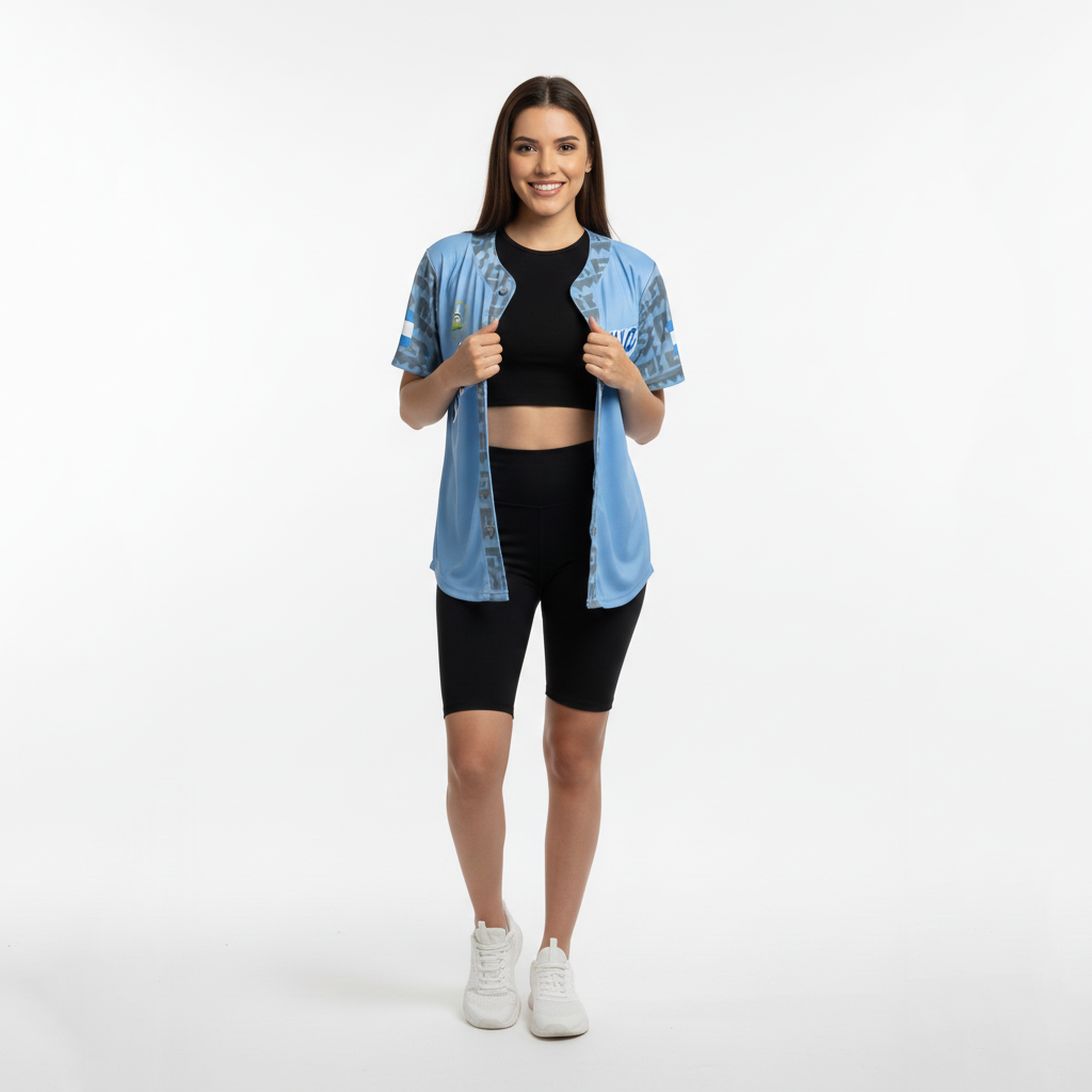 Nicaragua Flag Baseball Jersey - National Shield & Tribal Pattern - Customizable Name/Number