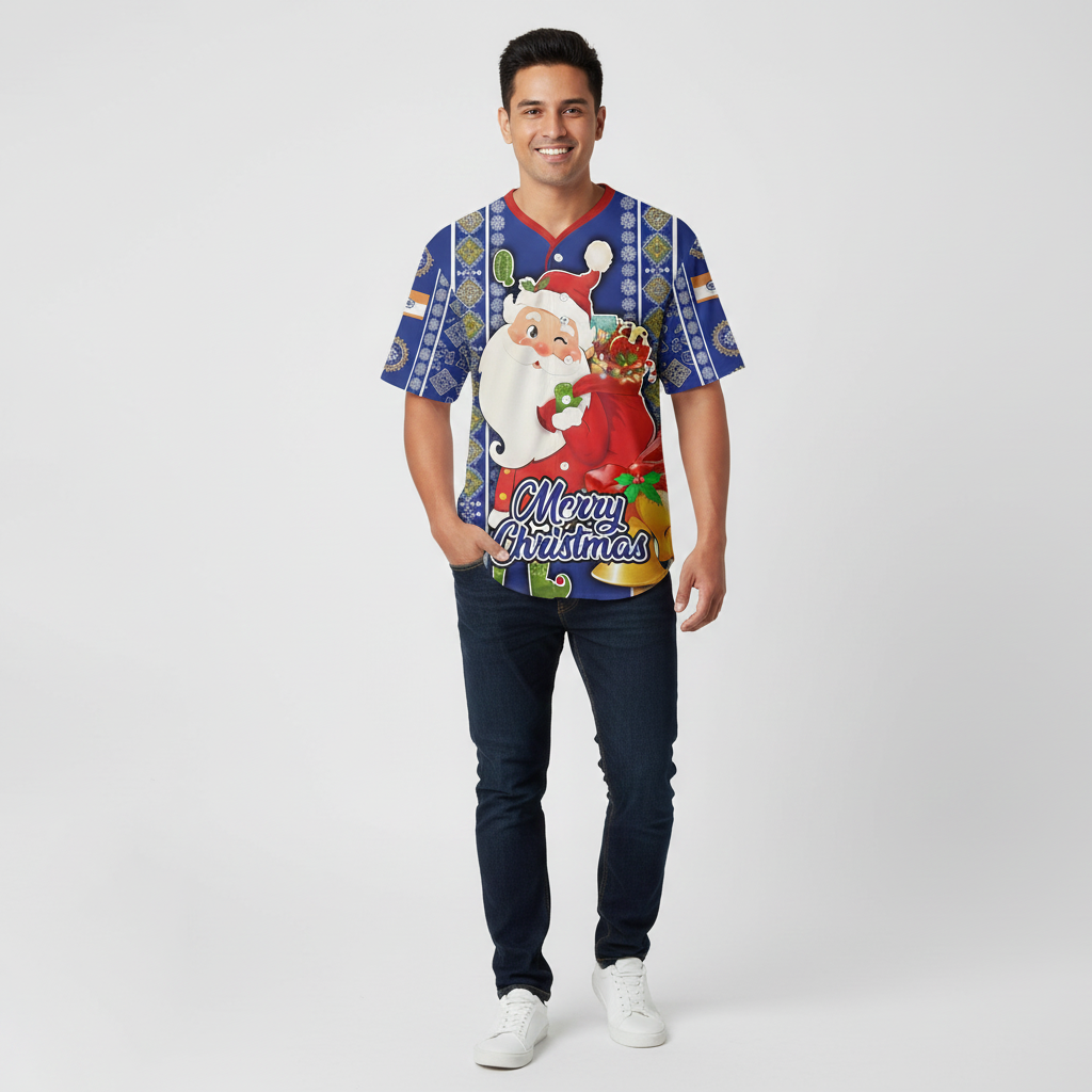 Philippines Christmas Ugly Sweater Baseball Jersey - Santa Claus Republika Ng Pilipnas Shirt