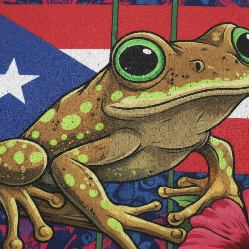 Puerto Rico Coqui Frog Baseball Jersey - Custom Name/Number, Taino Pattern & Flag Design - Unisex