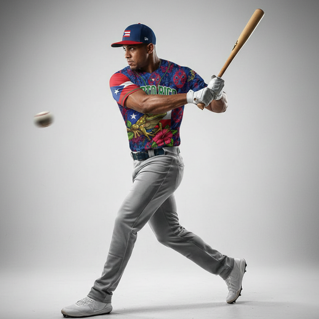 Puerto Rico Coqui Frog Baseball Jersey - Custom Name/Number, Taino Pattern & Flag Design - Unisex