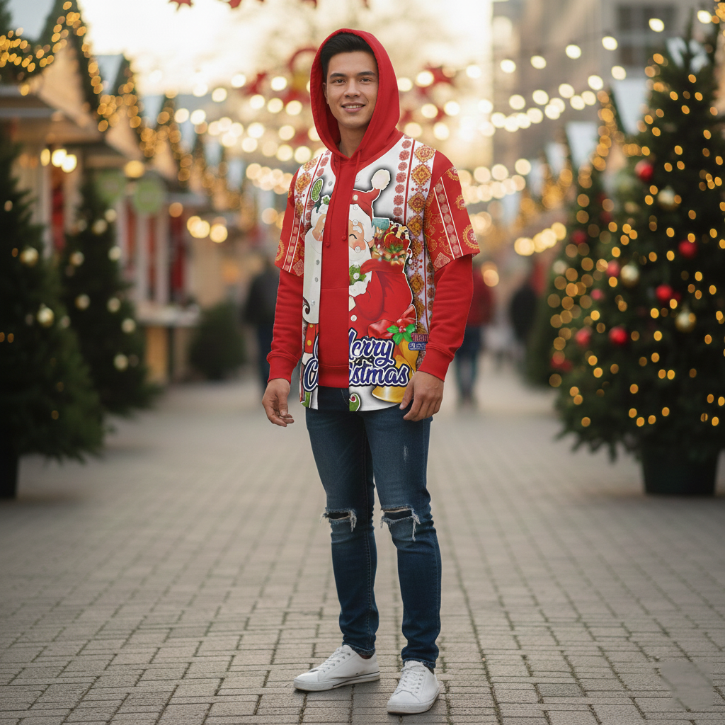 Vietnam Flag Christmas Santa Claus Baseball Jersey - Festive Heritage Holiday Shirt - Bird Eye Mesh Fabric